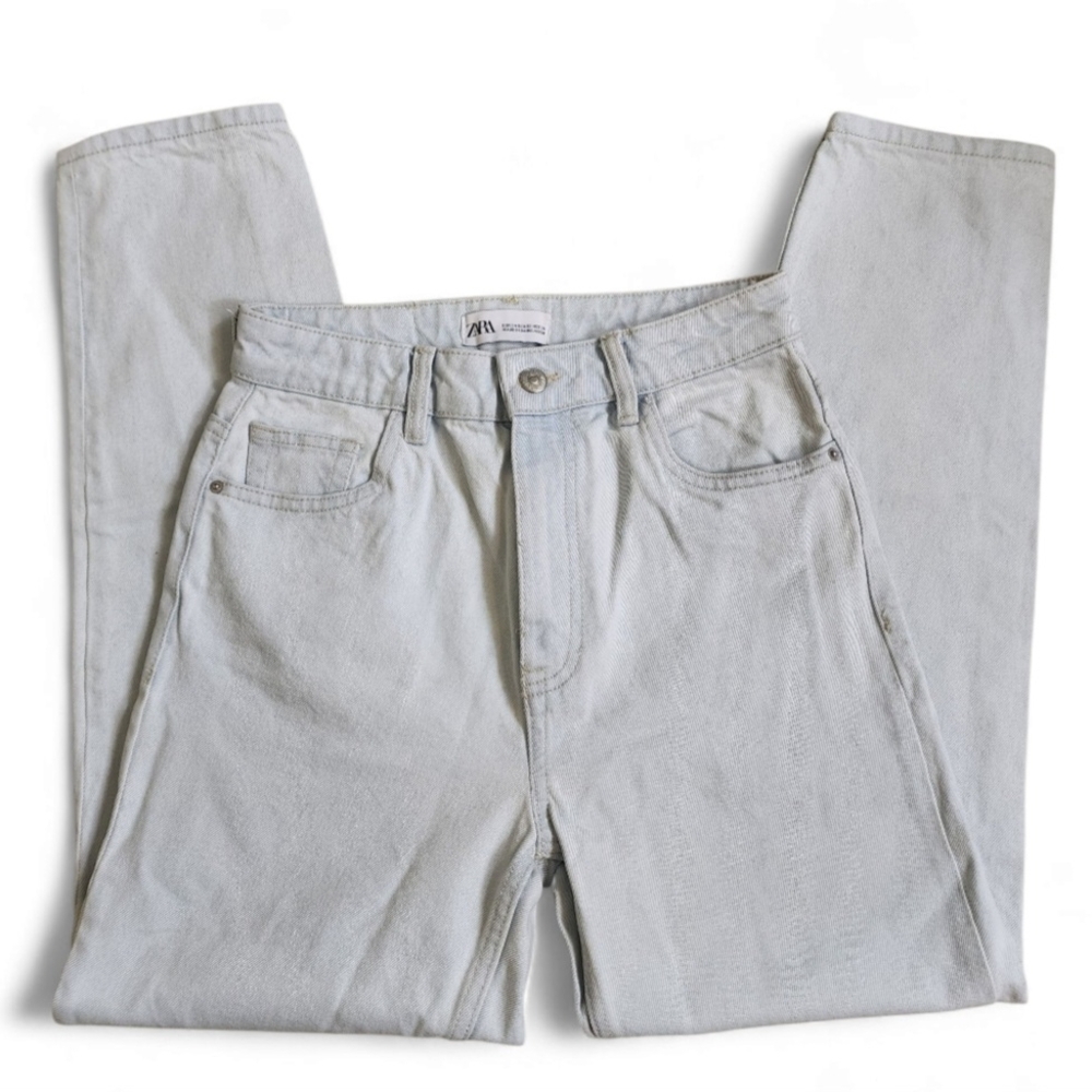 ZARA High Rise Denim Jeans Size 25 Ankle Jeans Light Wash